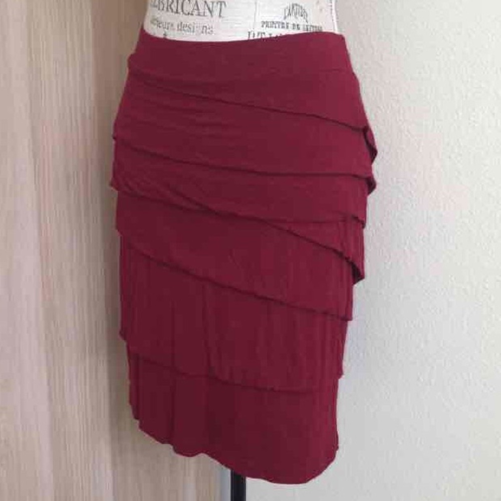 Anthropologie Red Skirt